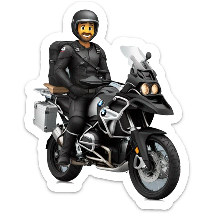 male dark hair with helmet and bmw gs 1250 adventure inblack sticker