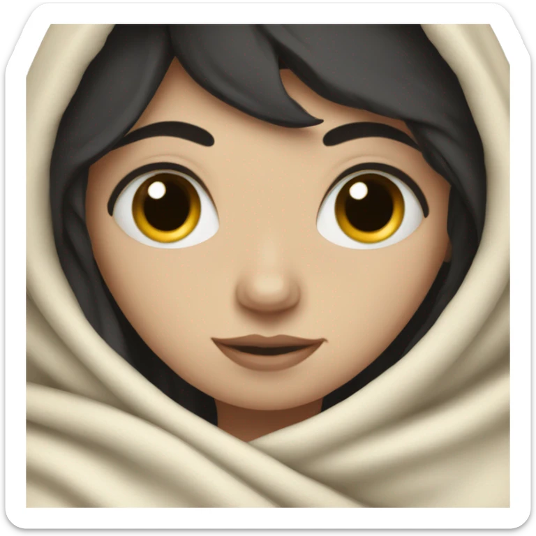 Pale  girl with dark hair cozy in a blanket sticker