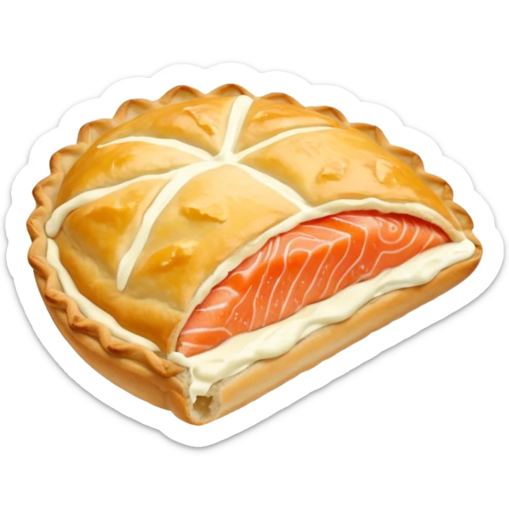 Karelian pasty with cream on top finnish with cream on top and salmon and lemon sticker