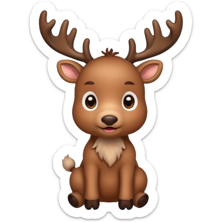 reindeer baby  cute, full body , gifts stuck in horns sticker