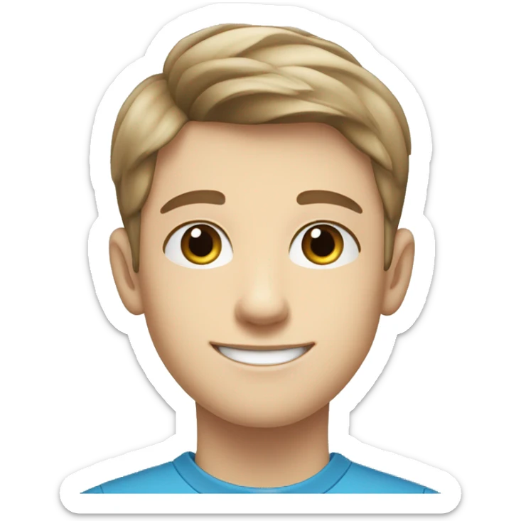 confident happy clean shaven pale teen boy with short light brown hair blue eyes portrait sticker