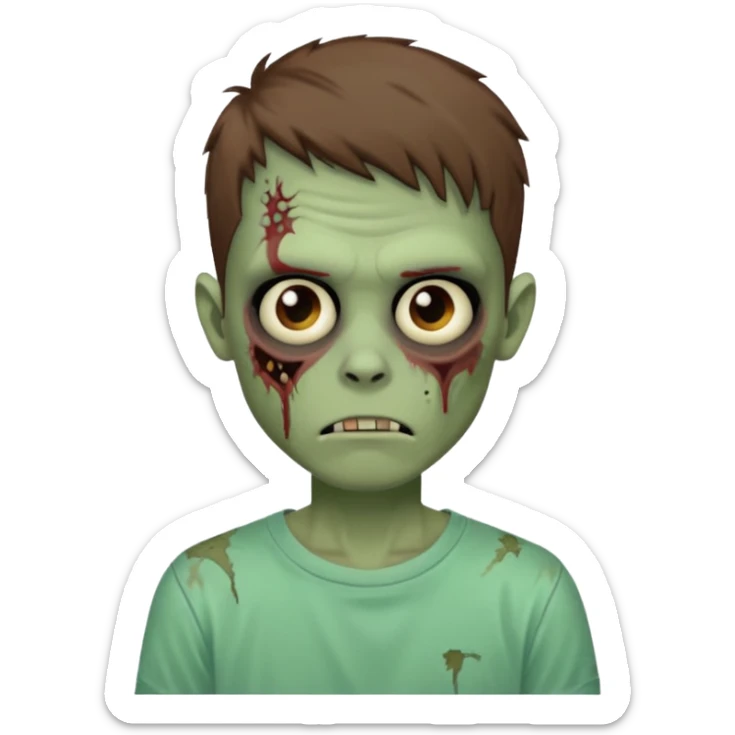 Garoto zumbi com camisa alternativa cabelo castanho quase tijelinha mas não tijelinha sticker