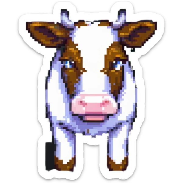 extremely blocky ultra-minimal pixel art Minecraft cow emoji with only 2 or 3 large square pixels, abstract and simple sticker