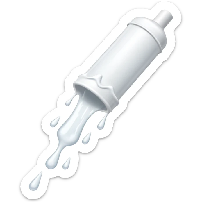 individual white glue white drops falling and dripping down out of a tube, all white sticker