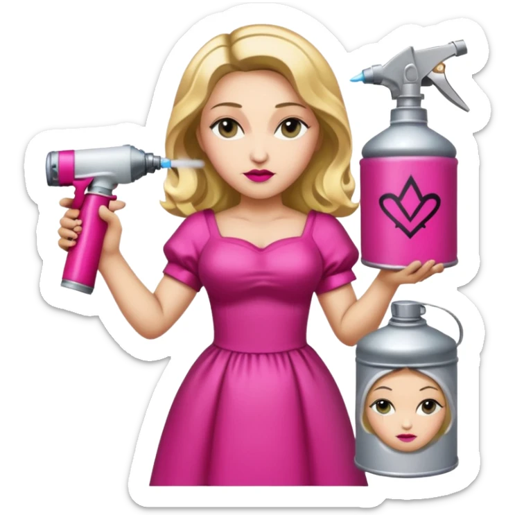 emoji della madonna vestita di fucsia con una bomboletta spray per fare i grafiti
 sticker