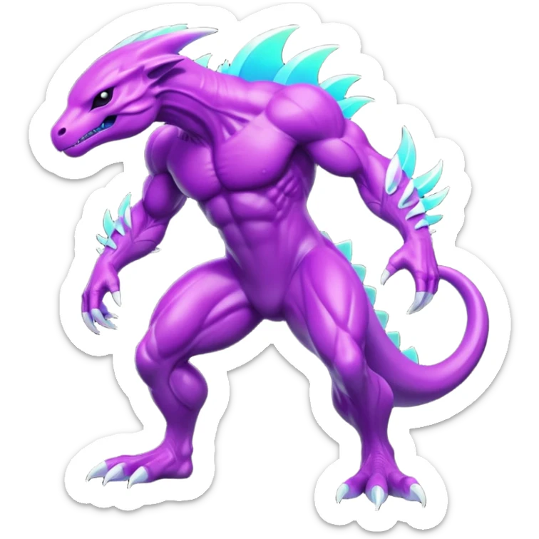 Tropical futuristic lush neon purple Fionbri-Vernid-creature (full body) sticker