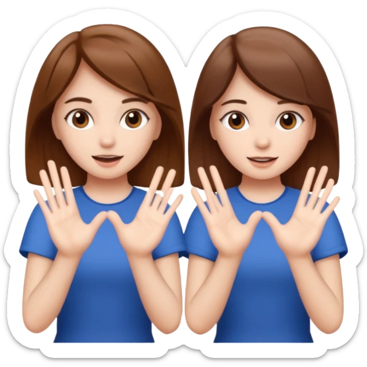 Two girls saying six seven one with brown hair. And doing hand movements  white skin six seven  sticker