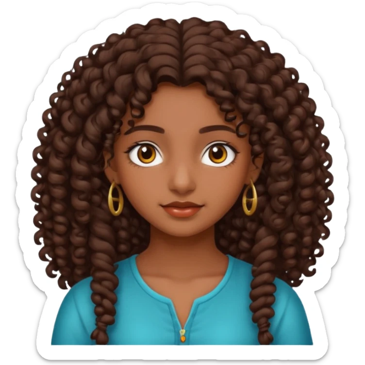 Teen Indian girl gorgeous curly brown hair sticker