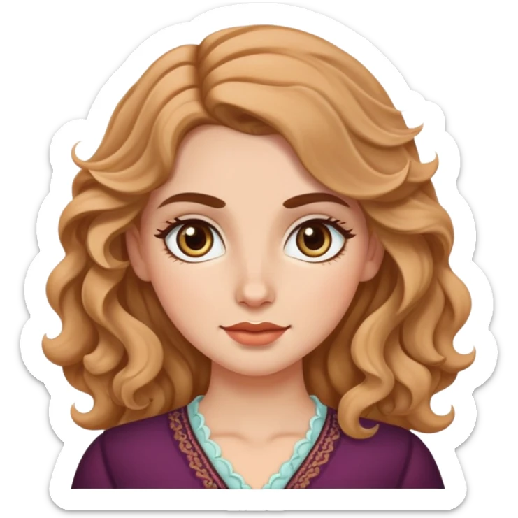 a desi white girl with wavy hair and almond eyes sticker