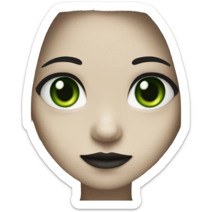 Gothic girl white skin green eyes black dreadlocks sticker