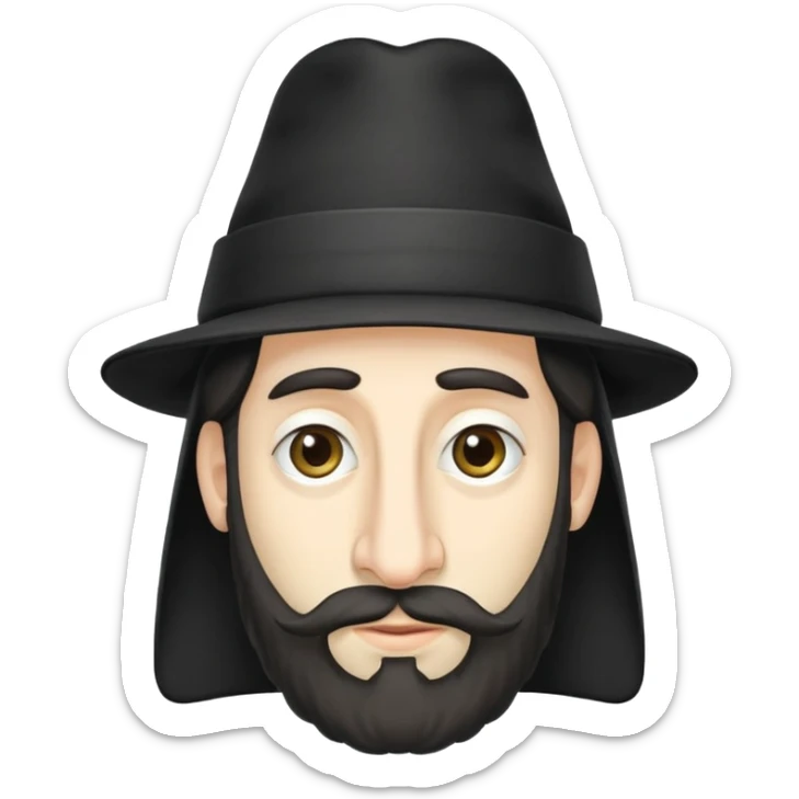 A orthodox jew with jewish hair and a jewish hat with a Big nose  sticker