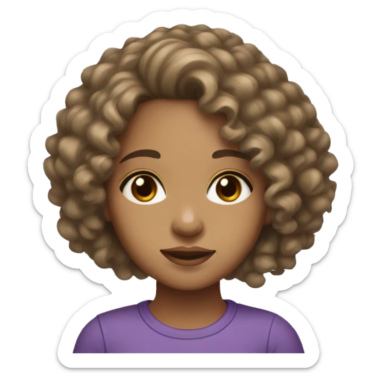 light skin mixed girl with long dark curly hair and big brown eyes sticker