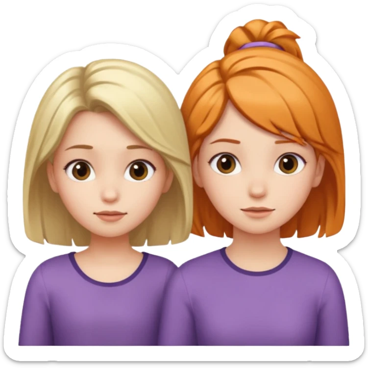 a woman and a young girl next to each other, matching hairstyles and expressions sticker
