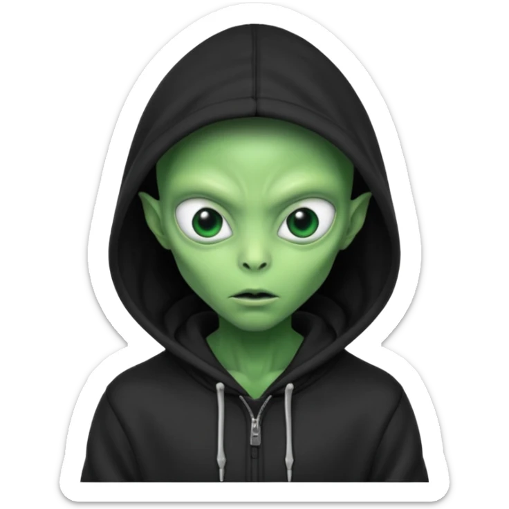 a portrait of aliens wear black hoodie sticker