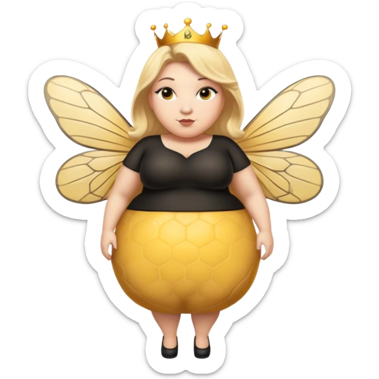 Full Body  plus size Queen bee woman with  blonde hair and big nose sticker