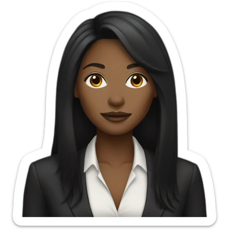 Black woman with long black hair in slim suite sticker