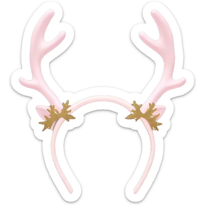 pale pink and gold reindeer antler headband sticker