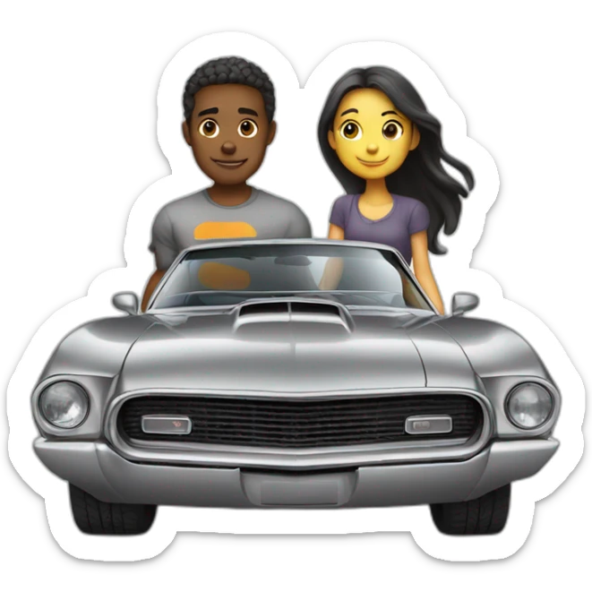 TANG stands with girl friend near an eon gray colour car sticker