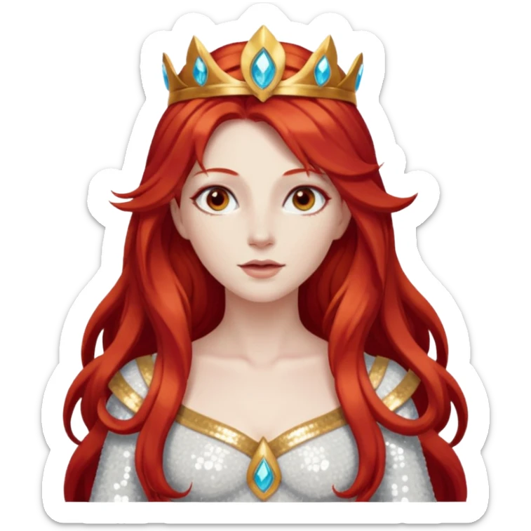Minerva, Goddess of Wisdom from Gods and Goddesses with long red hair, ivory sequin outfit sticker