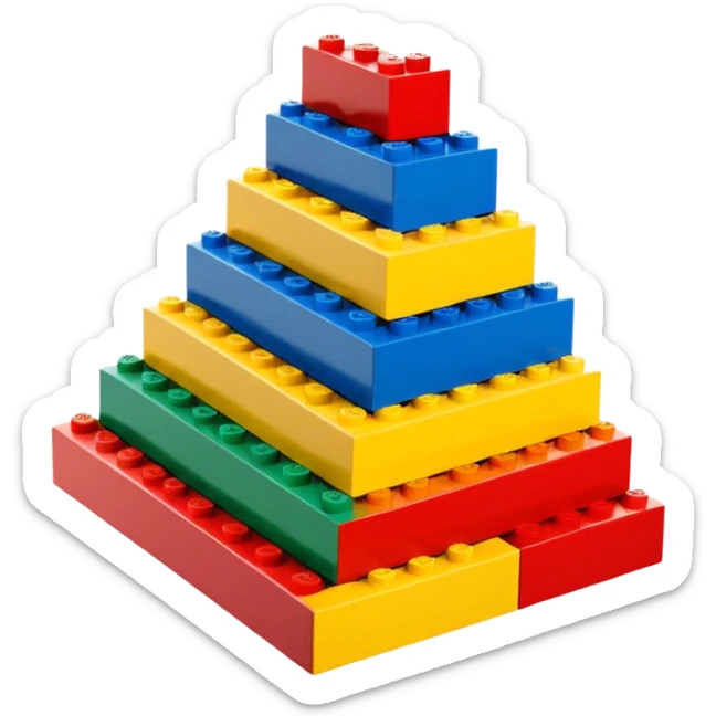 6 to 7 lego blocks stacked like stairs, vivid colors, cute and simple style sticker