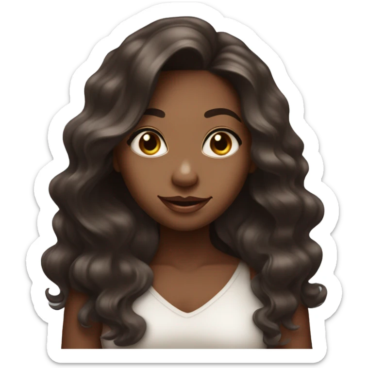 Milk chocolate skin girl with long wavy black hair rolling her eyes sticker