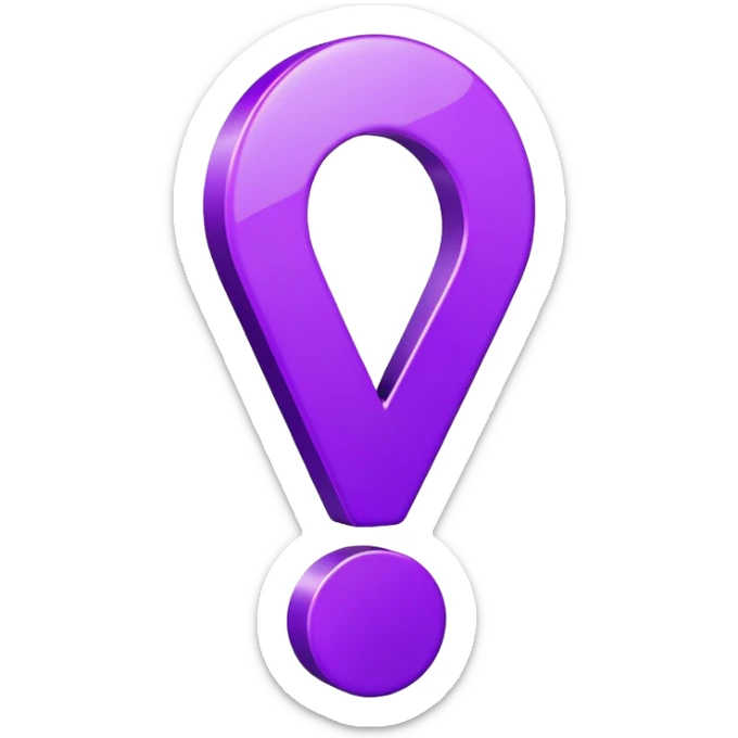 A 2D purple “!” exclamation mark symbol sticker