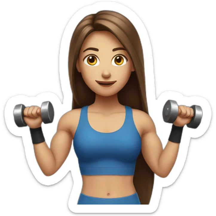 Sports Girl with long brown hair holding dumbbell sticker