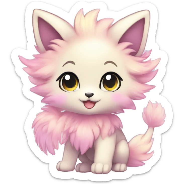 Shiny Sparkly Colorful Pastel Fluffy beautiful fantasy Kawaii Ethereal Anthro Sona Fakemon-animal Full Body sticker