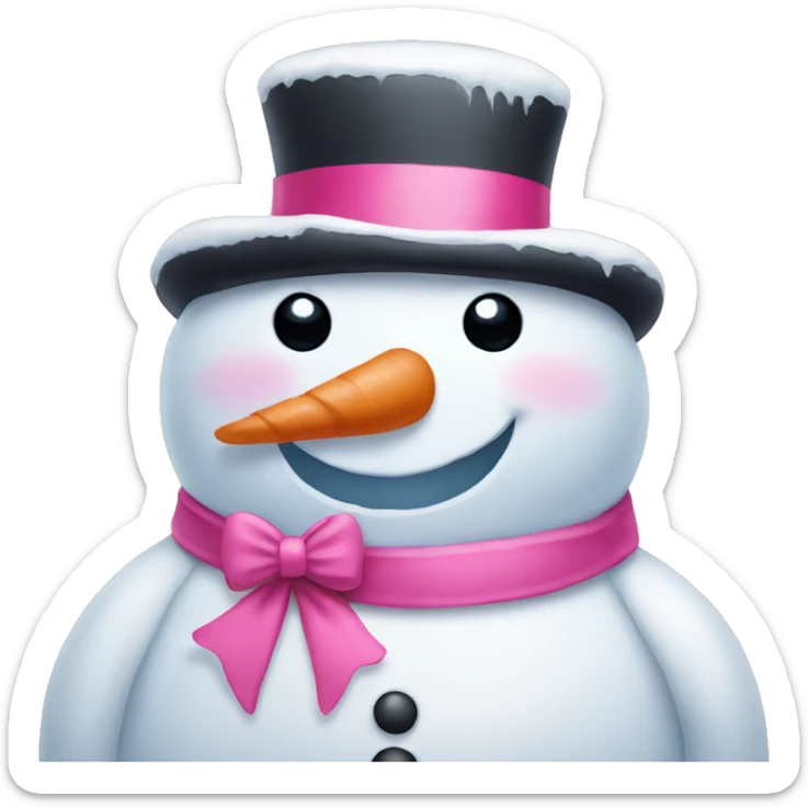 Snowman with a pink bow sticker