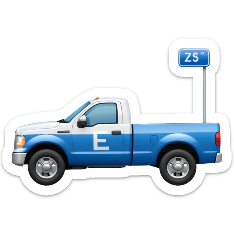 SINGLE WHITE PICKUP TRUCK SIDE VIEW ELLISDON WRITTEN ON SIDE OF TRUCK BLUE LETTERS sticker