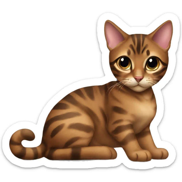 Beautiful woman long dark brown hair hug bengal cat sticker