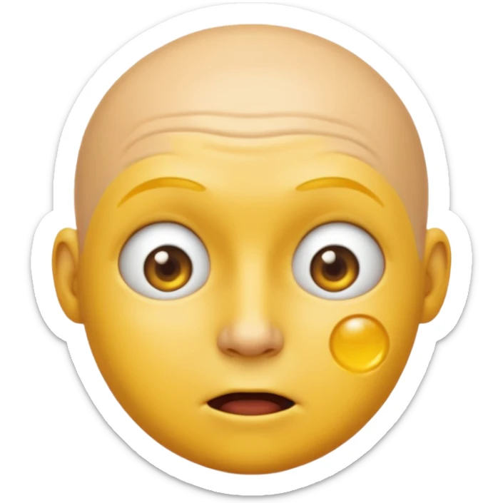 I want the emoji to be dizzy and sweaty and sweaty and transparent with yellow skin color and bald like all emoji’s  sticker