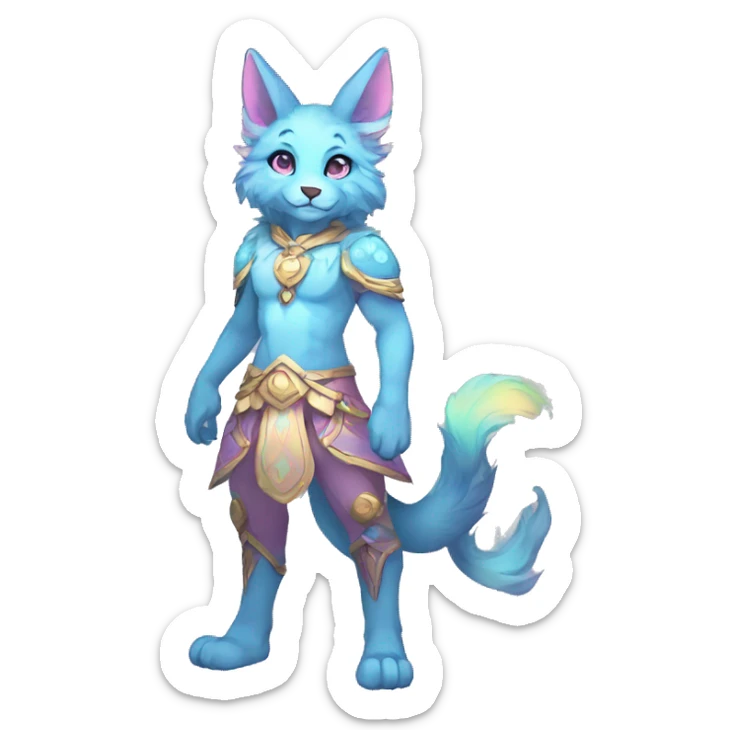 Full body Kawaii bright fantasy ethereal anthro fursona animal sticker