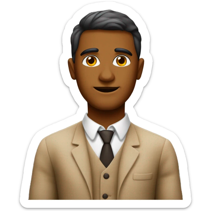 Crea un avatar de medio cuerpo de una psicóloga color canela  con grandes ojos cafés, rostro delgado, cabello largo negro sticker