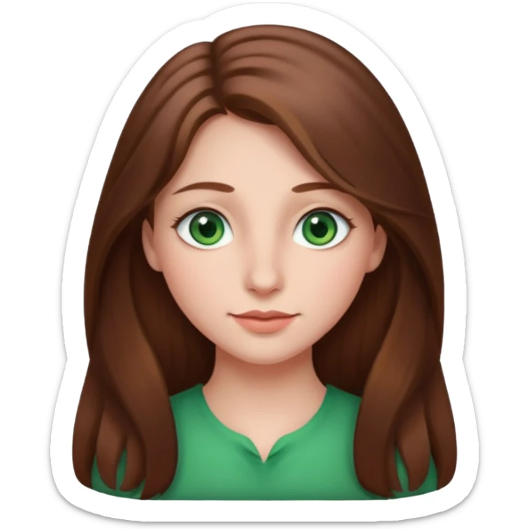 Vull una noia amb els cabells marró per les espatlles i ulls verds amb el nas mes gros i el cabell llarg sticker