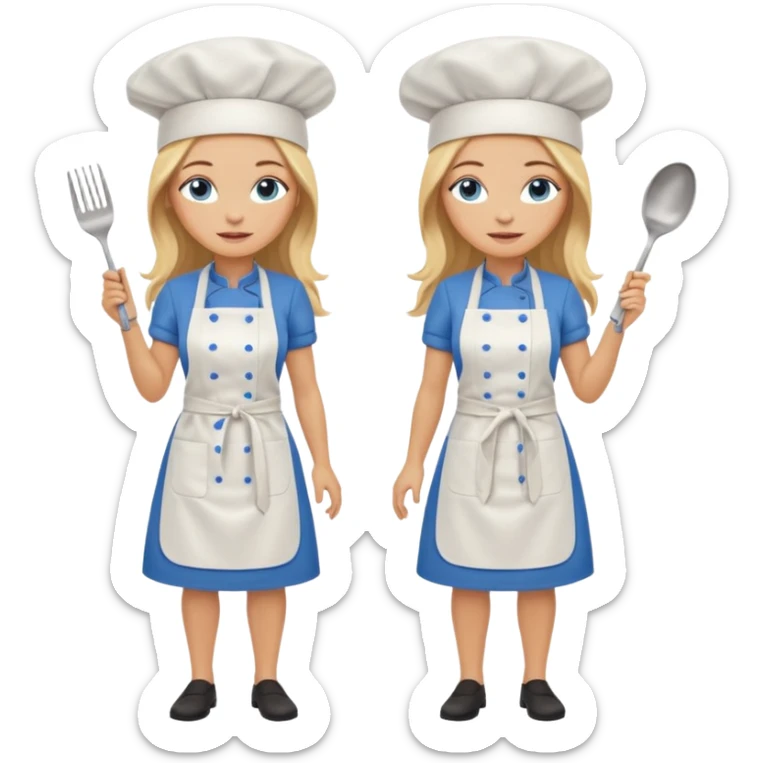 Full body 
Sexy Long Blonde hair blue eyed female chef sticker