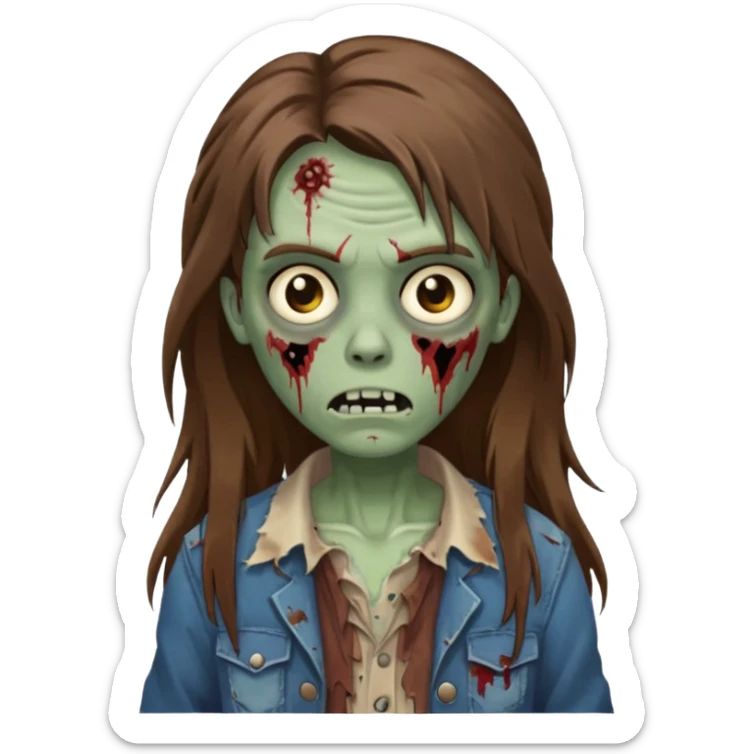 Zumbie hair Brown famele long hair  sticker