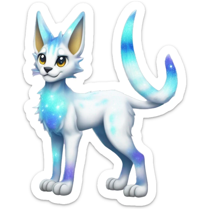 Cute Kawaii Epic Ethereal Sparkly Colorful Sergal-Serval-Caracal-Vernid full body sticker
