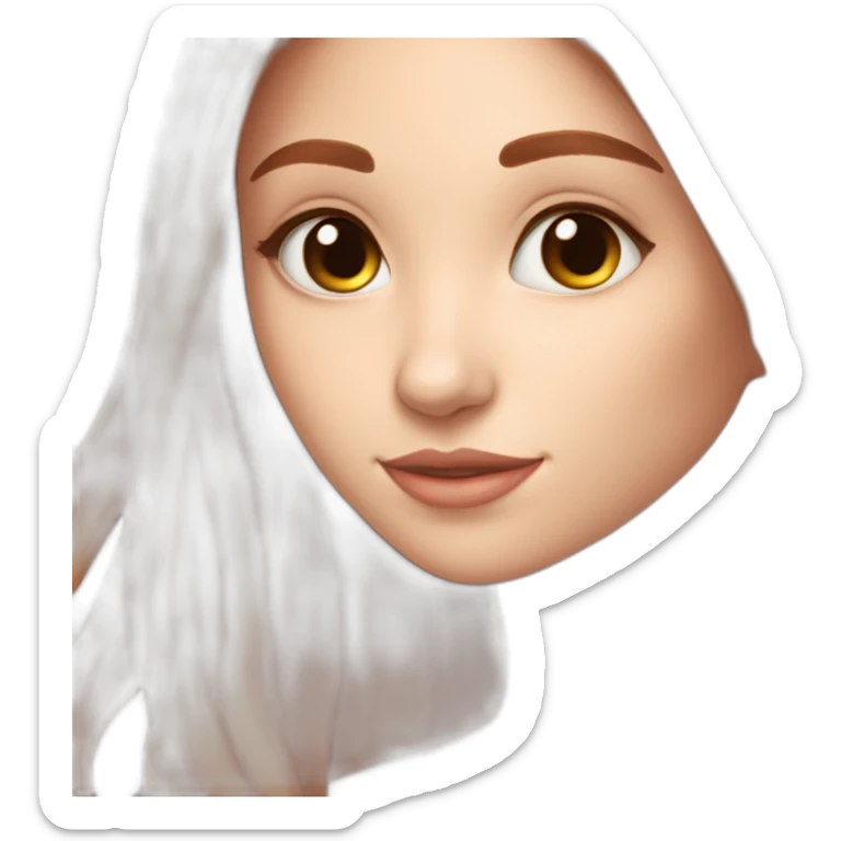 white skin girl, red straight long haired girl, with beautiful dimples sticker