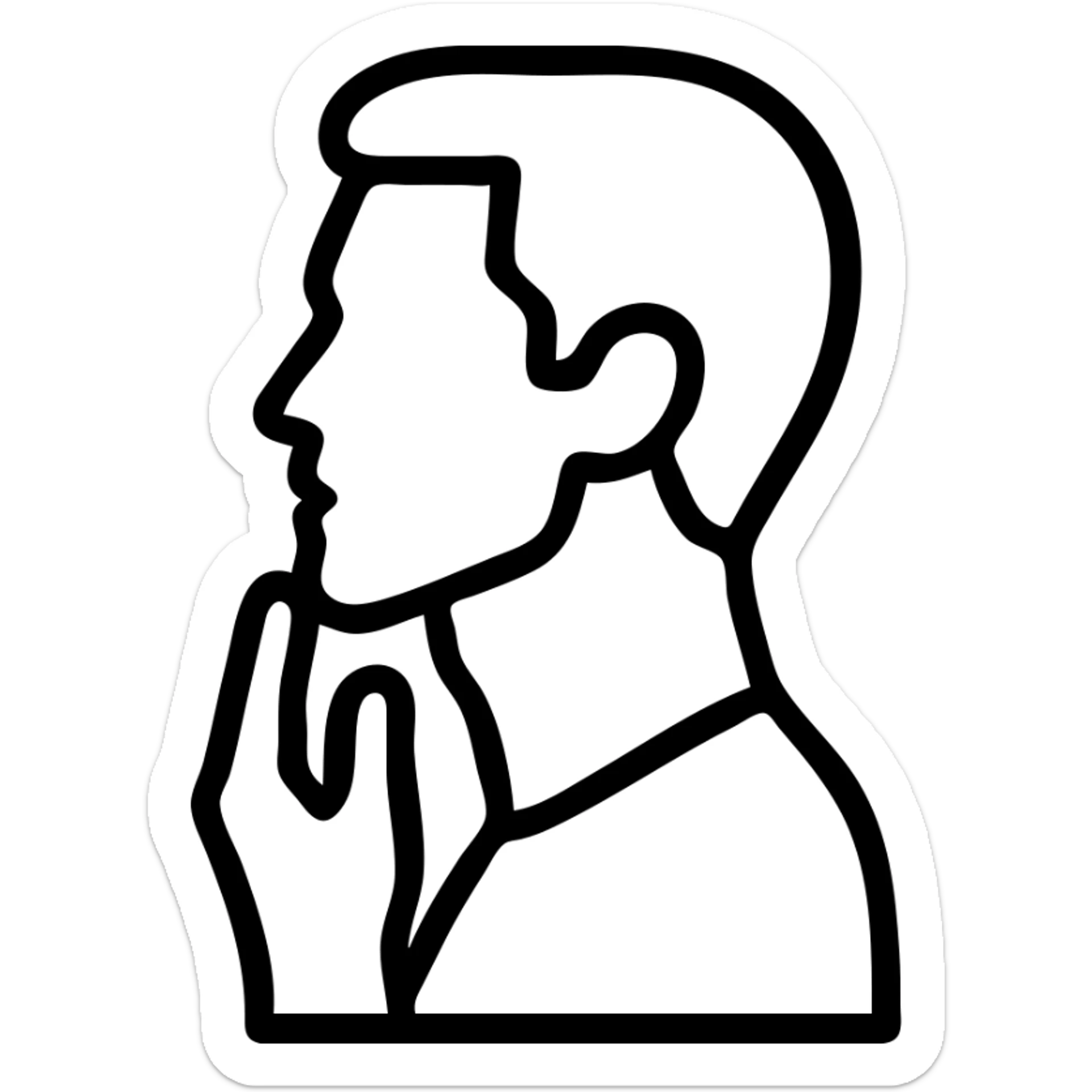 minimalist icon of a man highlighting his jawline, icon style, strong jawline emphasis sticker