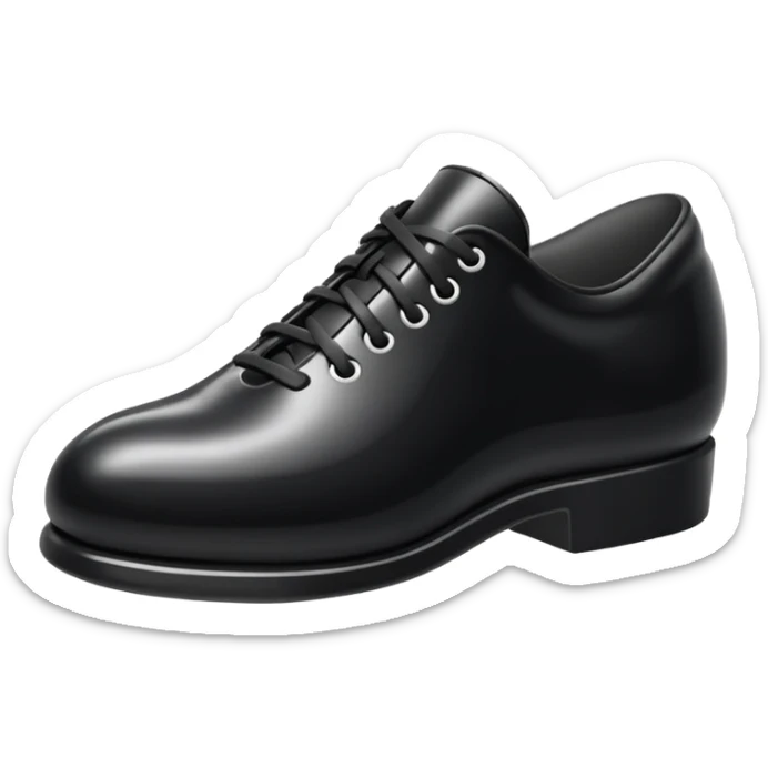 3D Apple-style emoji of a single shoe print on the ground, stylized and simple. Rounded, glossy, smooth shading, white background.
 sticker
