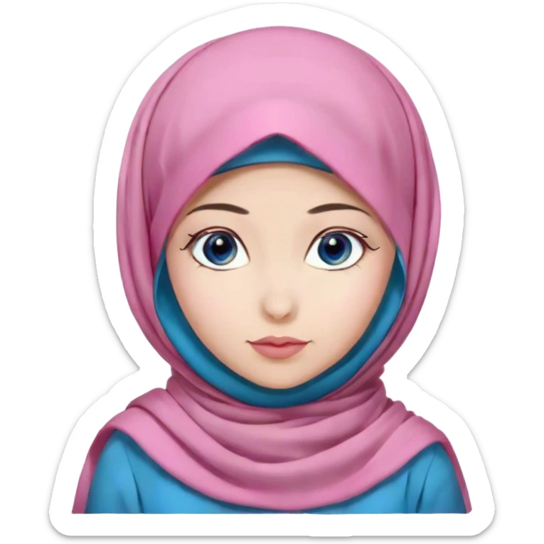 Turkish beautiful finish Konya girl blue eyes with pink peony hijab and islamic dress sticker