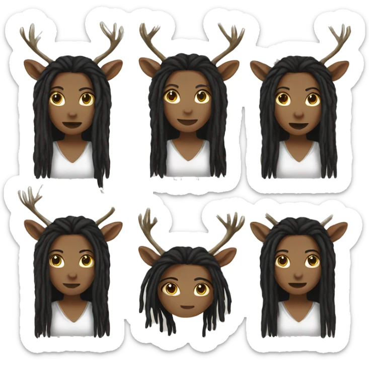 Woman deer, black dreads sticker