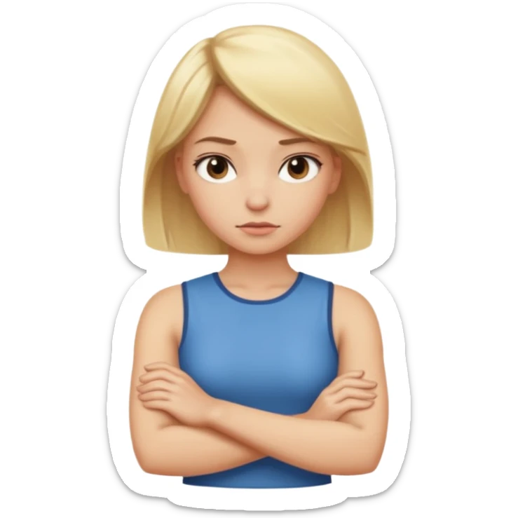 Blonde hair girl with serious face & arms crossed  sticker