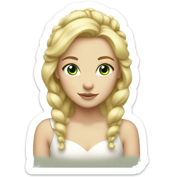 blonde girl with bows in hair and green eyes  sticker