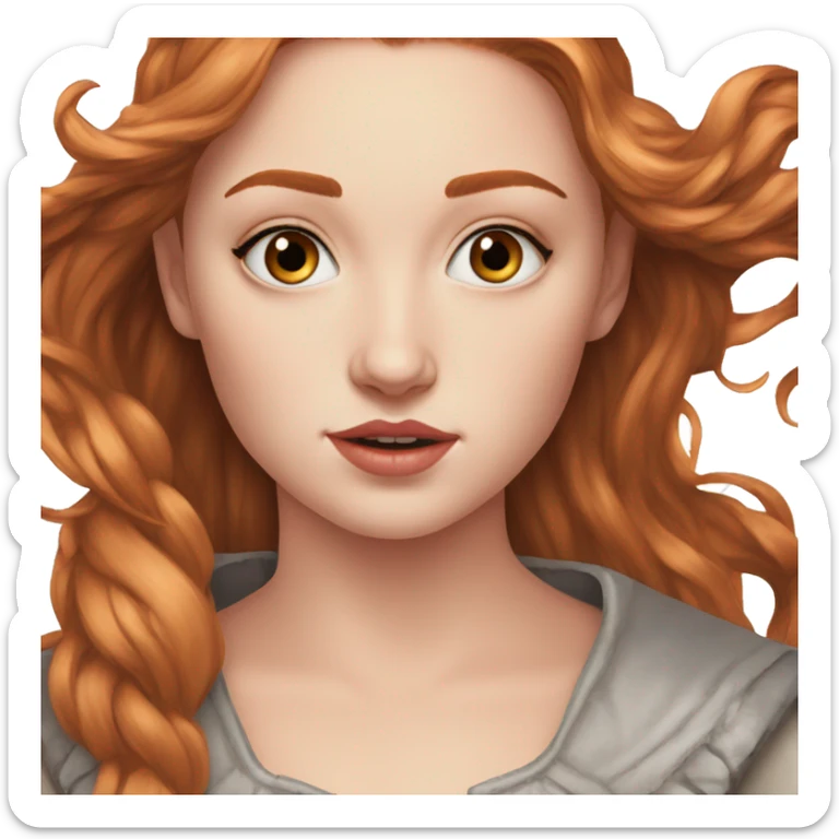 Emily Elizabeth, teenager, Sansa Stark, hyperreal, photoreal portrait sticker