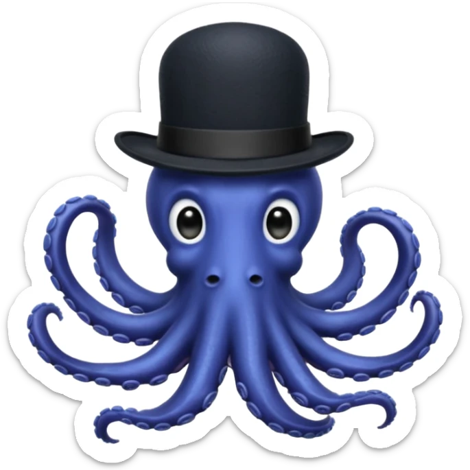 Henry the Octopus from the Wiggles with black hat and bow tie, indigo skin sticker