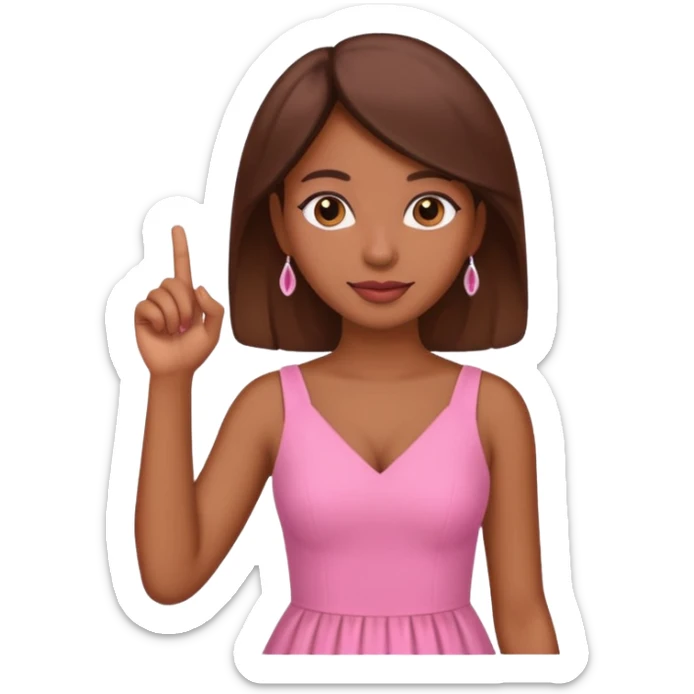 Brown Skin woman in pink and green holding pinky finger up  sticker