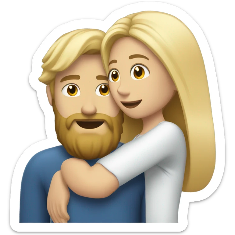blonde woman long hair, hugging a blonde man with beard. he short hair sticker