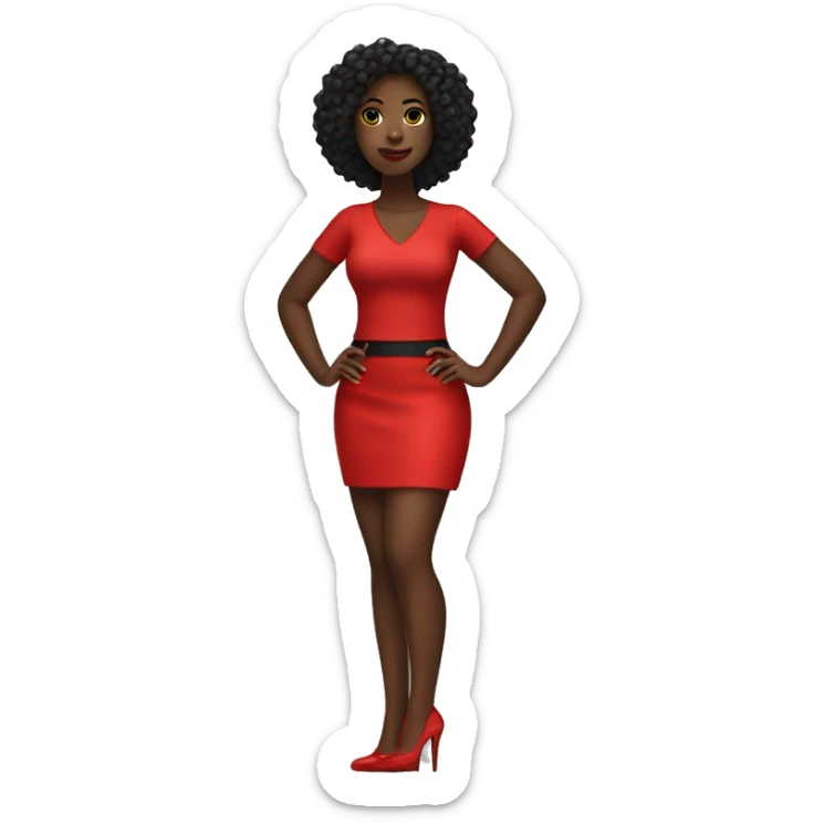 Black girl with a red club outfit on and heels sticker